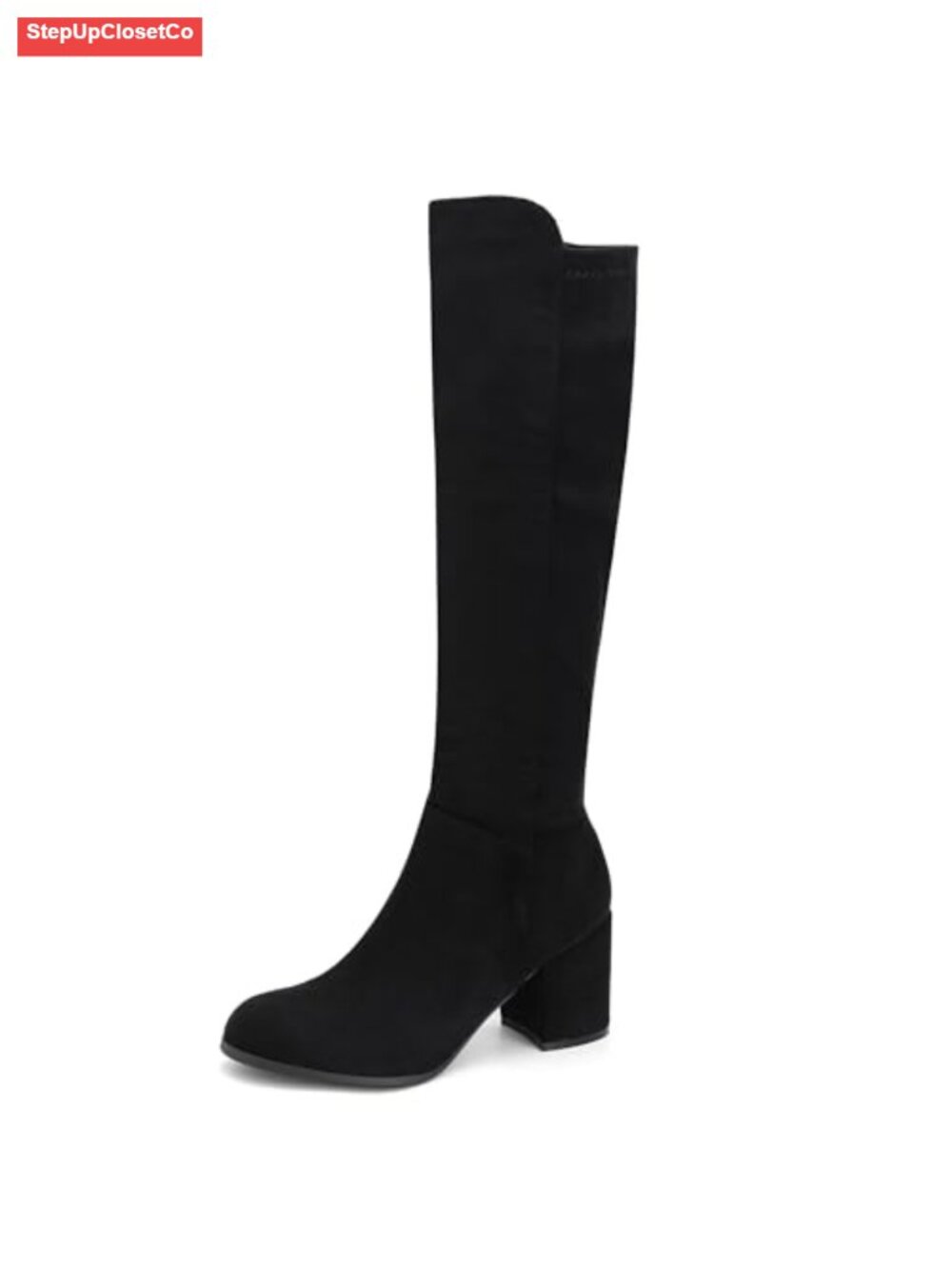 Women's Knee High Boots Faux Leather Round Toe Low Block Heel Tall Dress Boots